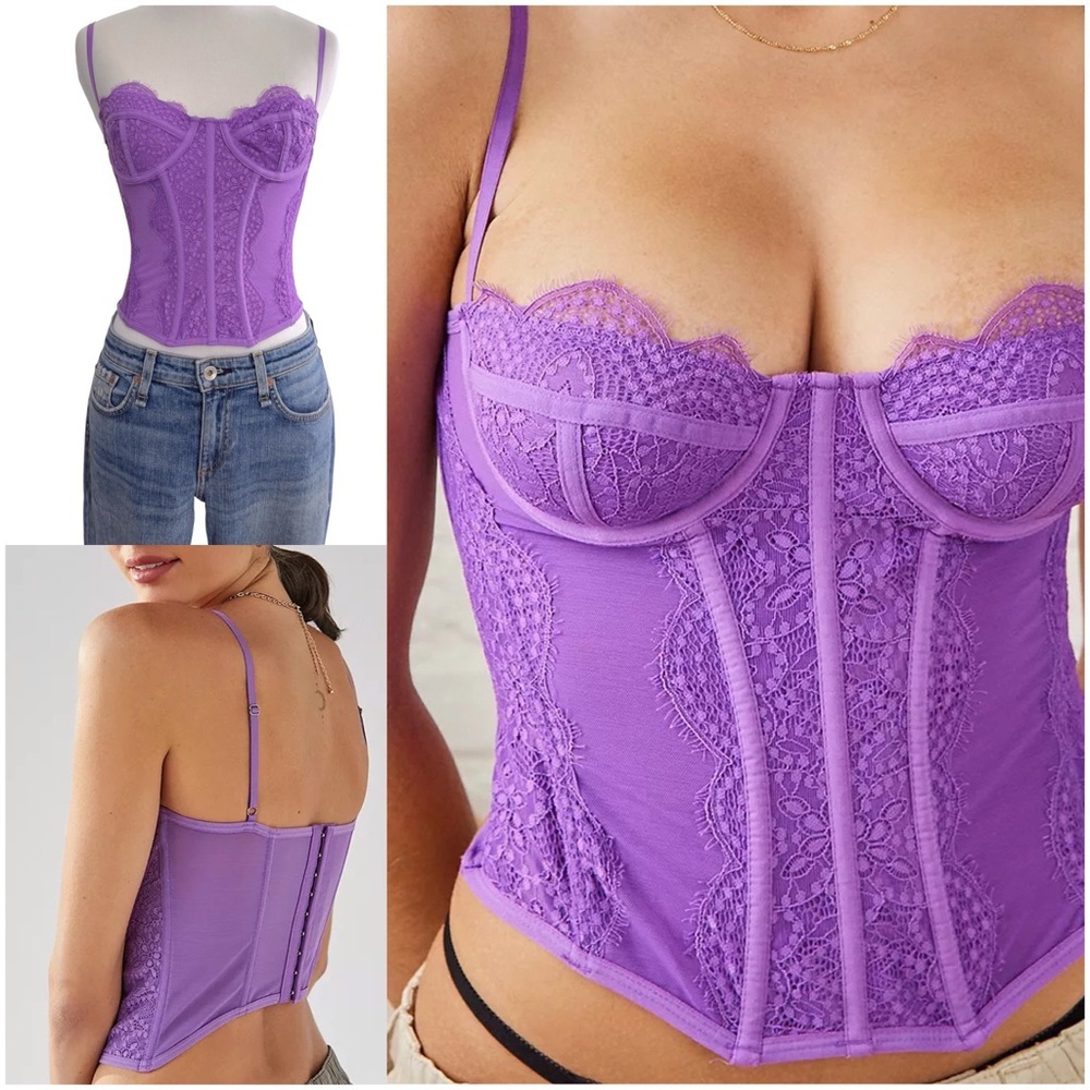 Urban Outfitters Modern Love Lace Corset Out from Under in Purple Size Small